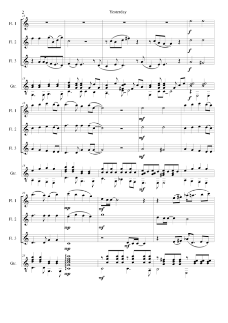 Yesterday For Flute Trio And Guitar Page 2