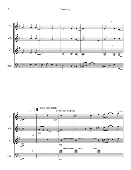 Yesterday For Woodwind Quartet Page 2