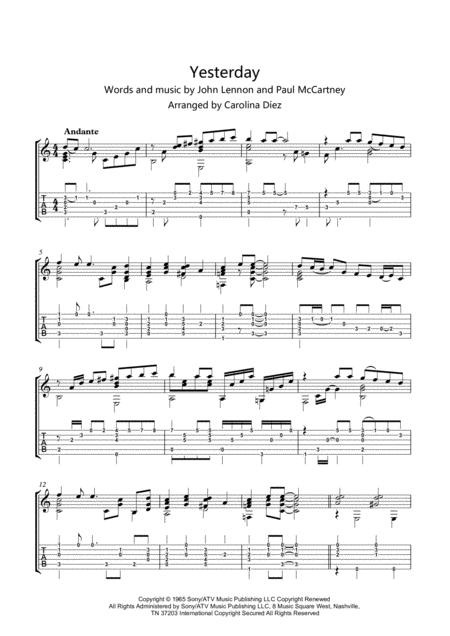 Yesterday Guitar Fingerstyle Score Tab Page 2