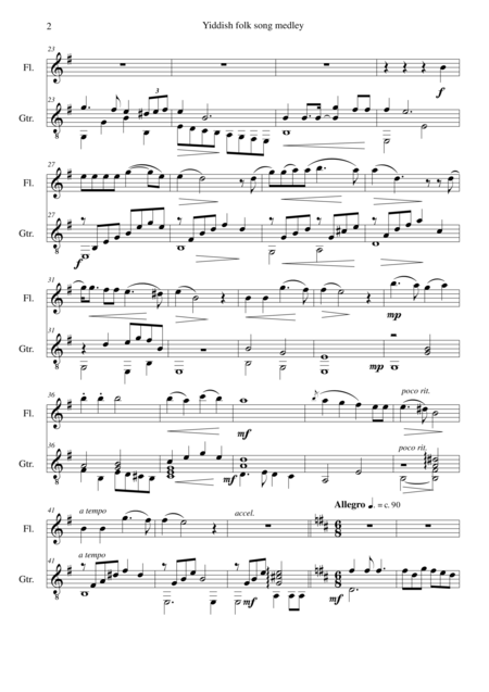 Yiddish Folk Song Medley For Flute And Guitar Page 2