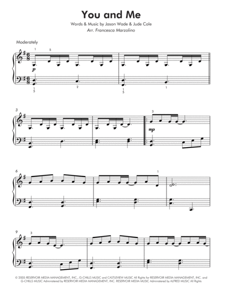 You And Me Easy Piano Page 2