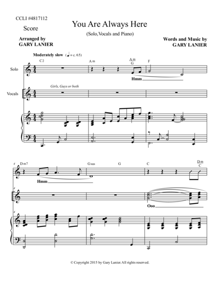 You Are Always Here Solo Vocals And Piano Page 2