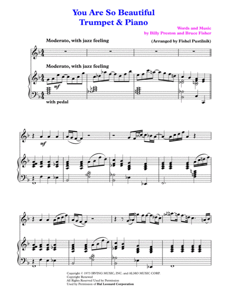 You Are So Beautiful For Trumpet And Piano Jazz Pop Version Page 2