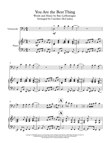 You Are The Best Thing Cello Solo With Piano Accompaniment Page 2