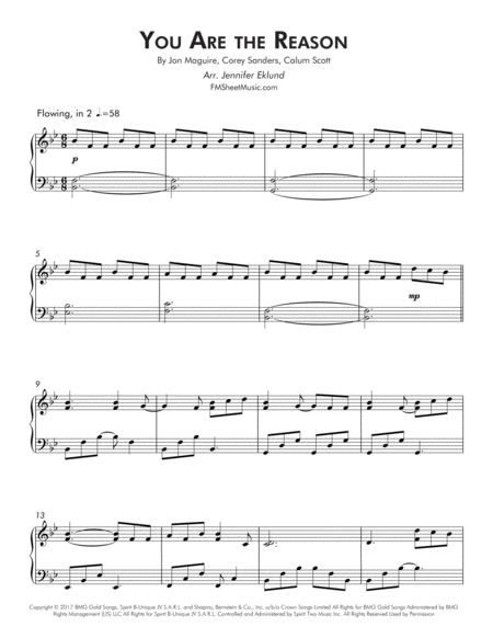 You Are The Reason Intermediate Piano Page 2