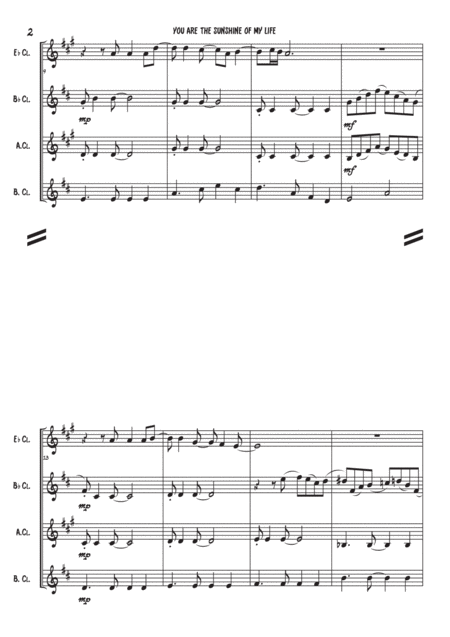 You Are The Sunshine Of My Life Clarinet Quartet Page 2