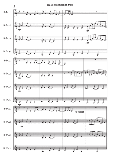 You Are The Sunshine Of My Life Trumpet Quartet Page 2