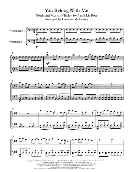 You Belong With Me Cello Duet Page 2