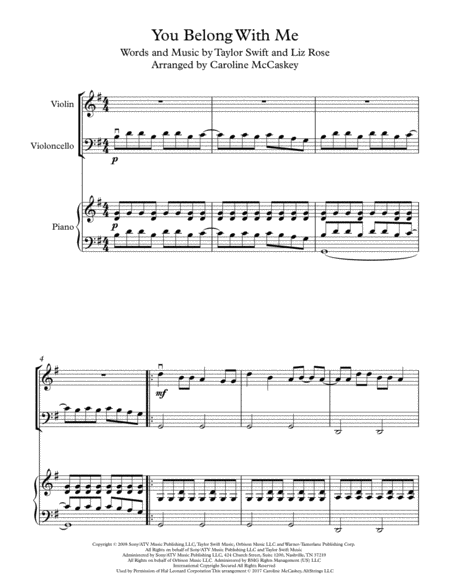 You Belong With Me Piano Trio Violin Cello And Piano Page 2
