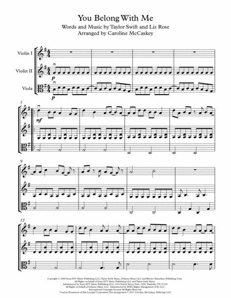 You Belong With Me String Trio Two Violins And Viola Page 2