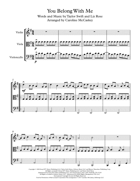 You Belong With Me String Trio Violin Viola And Cello Page 2