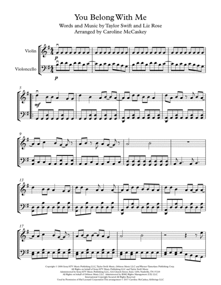 You Belong With Me Violin And Cello Duet Page 2