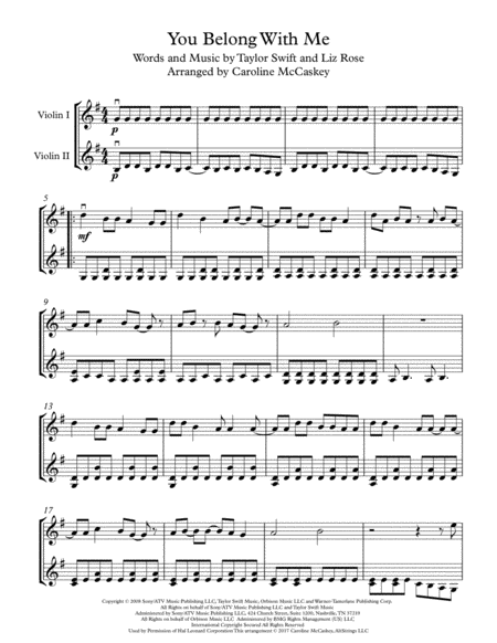 You Belong With Me Violin Duet Page 2