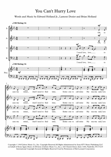 You Cant Hurry Love Satb Piano Page 2