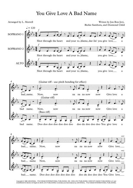 You Give Love A Bad Name 3 Part Female A Cappella Trio Ssa Page 2