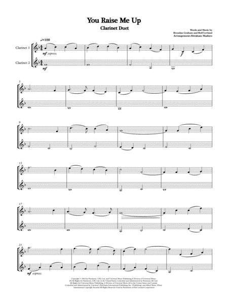 You Raise Me Up Clarinet Duet Three Tonalities Included Page 2