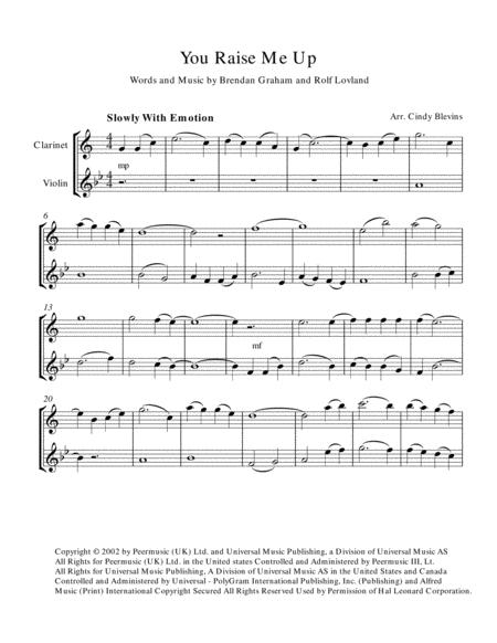 You Raise Me Up Easy Clarinet And Violin Duet Page 2