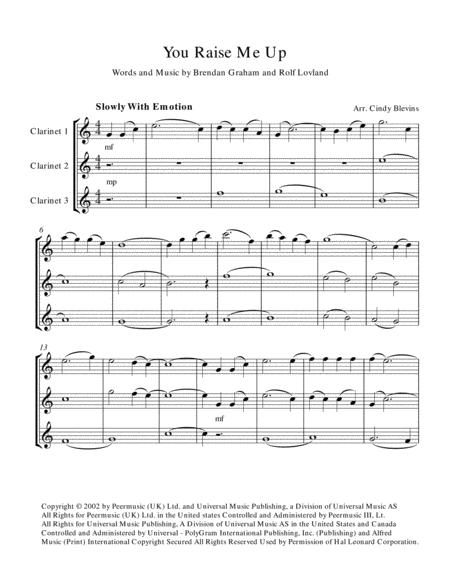 You Raise Me Up Easy Clarinet Trio Page 2