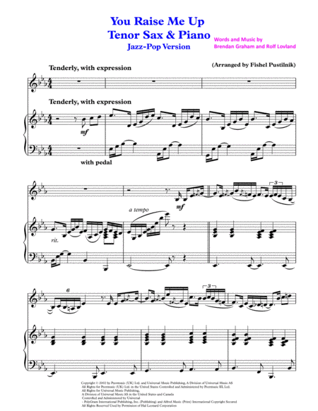 You Raise Me Up For Tenor Sax And Piano Jazz Pop Version Video Page 2