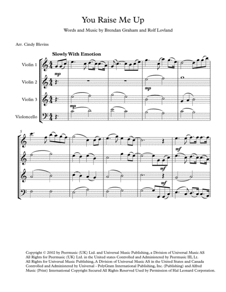 You Raise Me Up For Three Violins And Cello Page 2