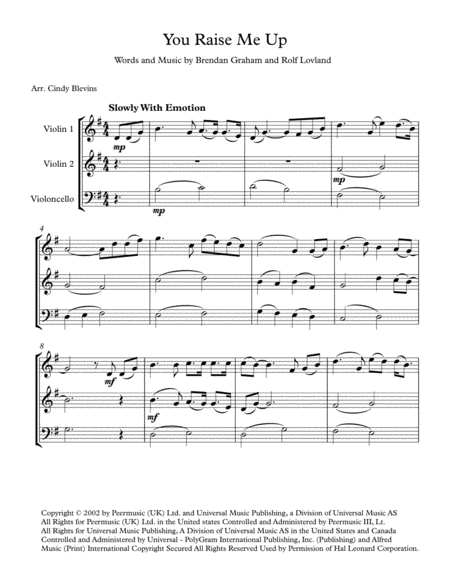 You Raise Me Up For Two Violins And Cello Page 2