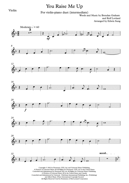 You Raise Me Up Violin And Piano Intermediate W Part Scores Page 2