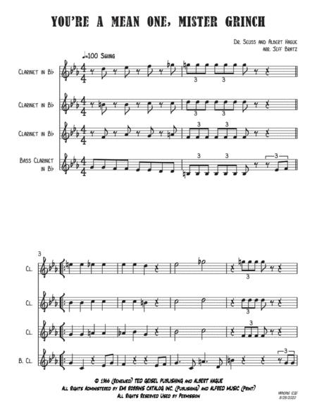 You Re A Mean One Mr Grinch Clarinet Quartet Page 2