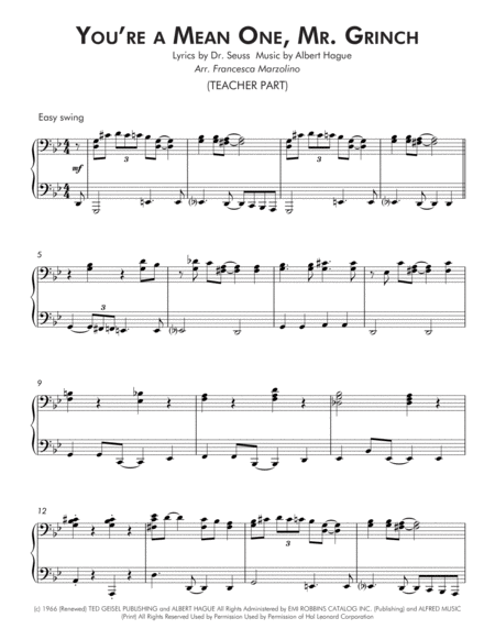 You Re A Mean One Mr Grinch Early Intermediate With Teacher Duet Page 2