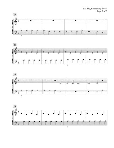 You Say Lauren Daigle Very Easy Piano Solo Late Elementary Level Page 2