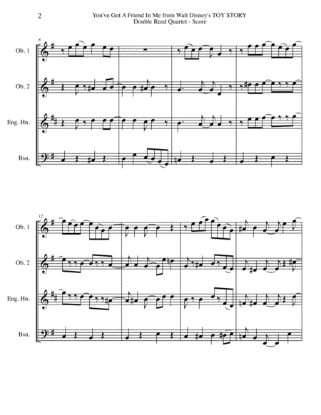 You Ve Got A Friend In Me From Walt Disneys Toy Story For Double Reed Quartet Page 2