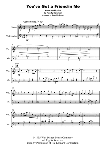 You Ve Got A Friend In Me Toy Story Theme Duet For Violin And Cello Page 2