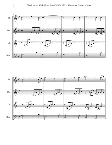 You Will Never Walk Alone From Carousel For Woodwind Quartet Page 2