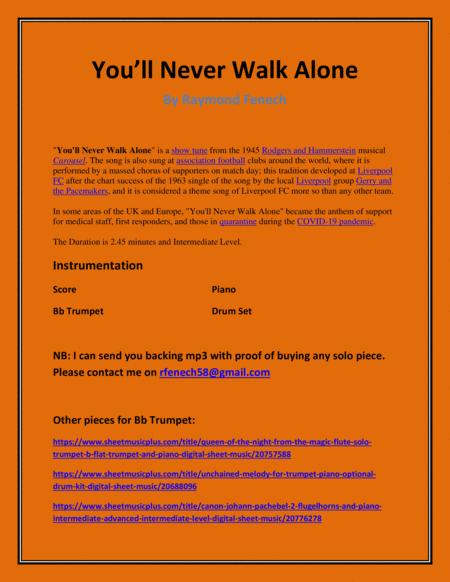 You Will Never Walk Alone Rodgers Hammerstein Solo Trumpet Bb Trumpet Piano And Drum Set Chamber Music Intermediate Level Page 2