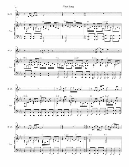 Your Song Bb Clarinet Solo And Piano Page 2