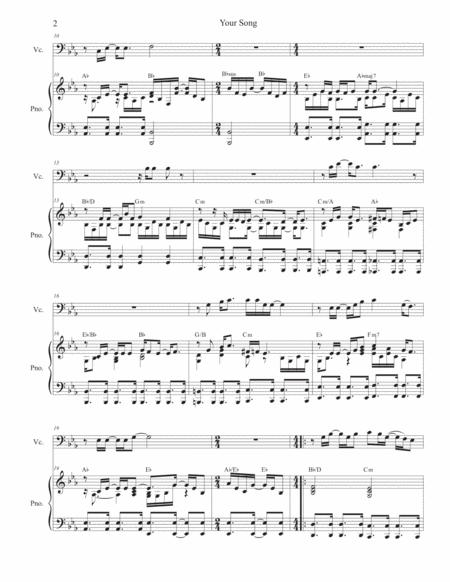 Your Song Cello Solo And Piano Page 2