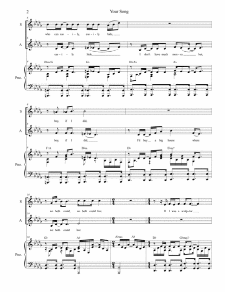 Your Song Duet For Soprano And Alto Solo Page 2