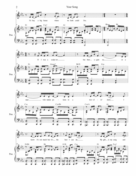 Your Song For Vocal Solo High Medium Key Page 2