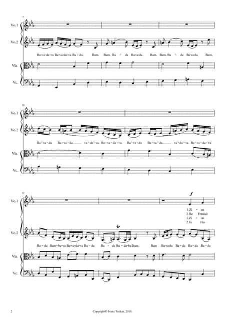 Zion Hrt Zion Hears Choral From Bwv 140 Voices 1 2 Viola Cello Page 2