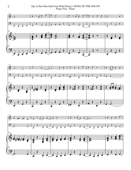 Zip A Dee Doo Dah From Walt Disneys Song Of The South For Piano Trio Page 2