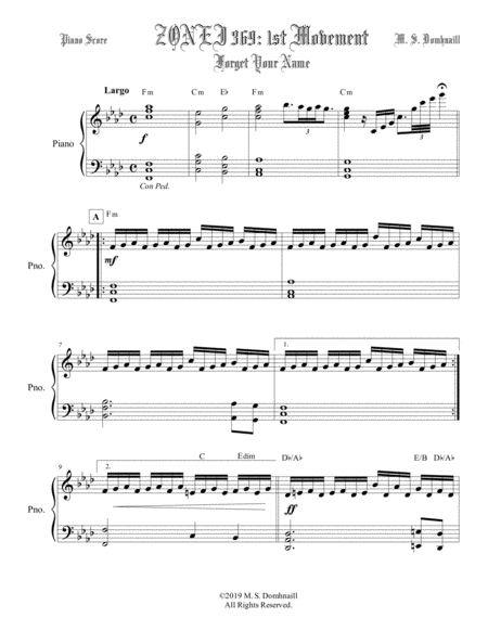 Zonei 369 1st Movement Forget Your Name Piano Score Page 2