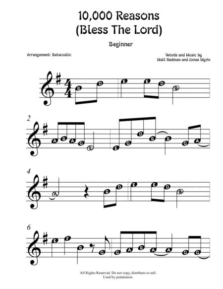 Free Sheet Music 10 000 Reasons Bless The Lord Sheet Music Beginner