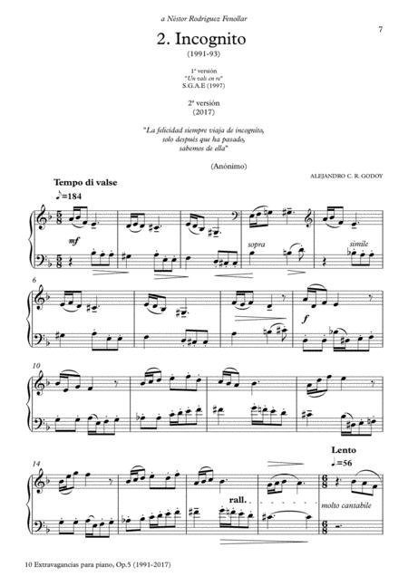 10 Extravagancias Para Piano Op 5 2017 2 Incognito Sheet Music