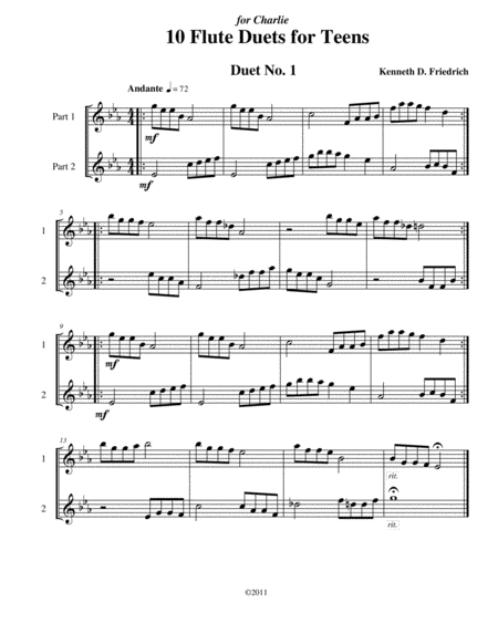 10 Flute Duets For Teens Sheet Music