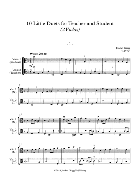 Free Sheet Music 10 Little Duets For Teacher And Student 2 Violas