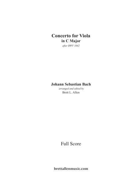 1042a Jsbach Concerto For Viola In C Major Full Score Sheet Music