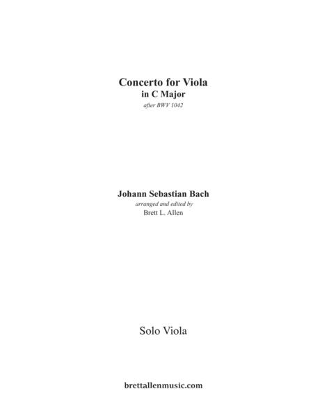 1042c Jsbach Concerto For Viola In C Major Solo Viola Part Sheet Music