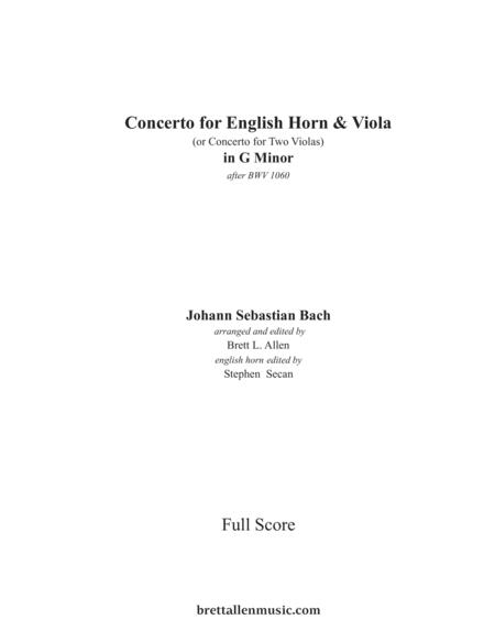 1060a Jsbach Concerto For English Horn And Viola In G Minor Full Score Sheet Music