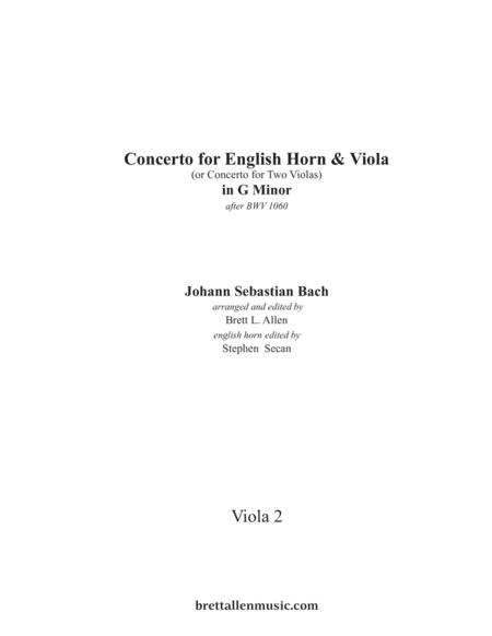 1060g Jsbach Concerto For English Horn And Viola In G Minor Tutti Viola 2 Part Sheet Music