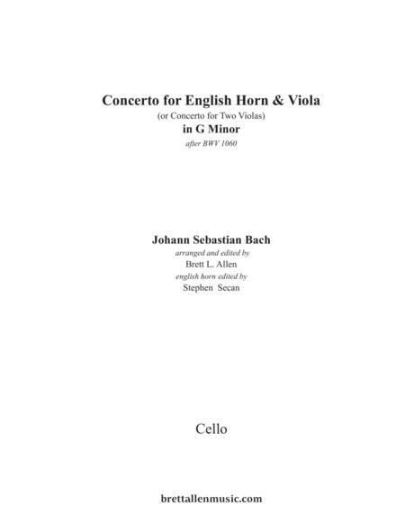 1060h Jsbach Concerto For English Horn And Viola In G Minor Cello Part Sheet Music