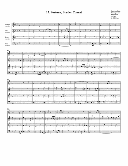 Free Sheet Music 13 Fortuna Bruder Conrat Arrangement For 4 Recorders